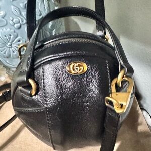 Gucci Black Mini BasketballBag with Gold Accents